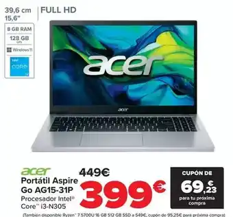 Carrefour Acer - portátil aspire go ag15-31p oferta