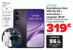 Carrefour Vivó - smartphone libre v50 lite 5g + auriculares + cargador 90 w oferta