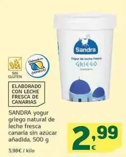 HiperDino Sandra - yogur griego natural de leche fresca canaria sin azucar anadida oferta