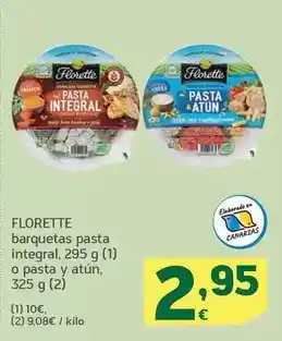 HiperDino Florette - barquetas pasta integral/ o pasta y atun oferta