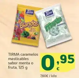 HiperDino Tirma - caramelos masticables sabor menta o fruta oferta