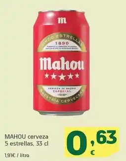 HiperDino Mahou - cerveza 5 estrellas oferta