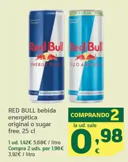 HiperDino Red bull - bebida energética original o sugar free oferta