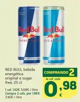 HiperDino Red bull - bebida energética original o sugar free oferta