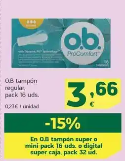 HiperDino Ob - tampón regular oferta