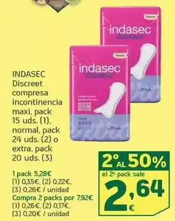 HiperDino Indasec - discreet compresa incontinencia maxi oferta