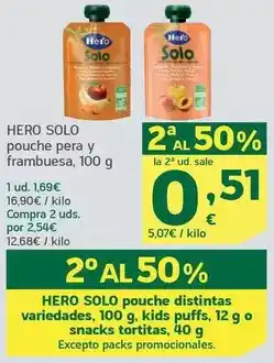 HiperDino Hero - solo pouche pera y frambuesa oferta
