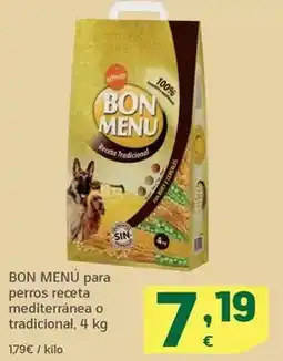 HiperDino Bon menu - para perros receta mediterránea o tradicional oferta