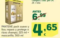 HiperDino Pantene - pack suave y liso, repara y protege o rizos champú + mascarilla oferta
