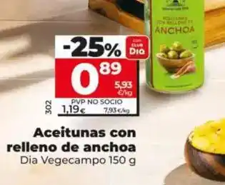 Dia Dia vegecampo - aceitunas con relleno de anchoa 150 g oferta