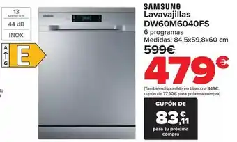 Carrefour Samsung - lavavajillas dw60m6040fs oferta