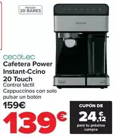 Carrefour Cecotec - cafetera power instant-ccino 20 touch oferta
