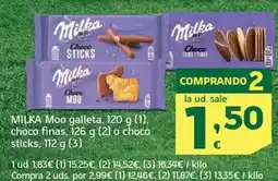 HiperDino Milka - moo galleta, choco finas, o choco sticks oferta