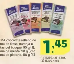 HiperDino Tirma - chocolate relleno de crema de fresa oferta