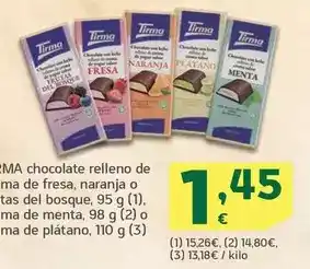 HiperDino Tirma - chocolate relleno de crema de fresa oferta