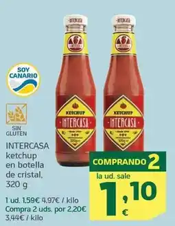 HiperDino Intercasa - ketchup en botella de cristal oferta