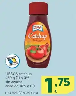 HiperDino Libby's - catchup o 0% sin azucar anadido oferta