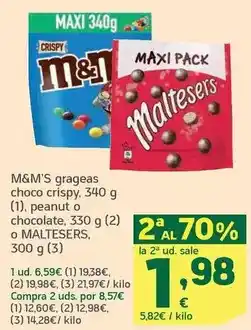 HiperDino M&m's - grageas choco crispy oferta