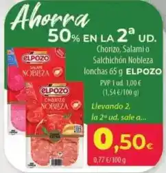 Spar La Palma Elpozo - chorizo, salami o salchichon nobleza lonchas oferta