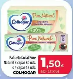 Spar La Palma Colhogar - panuelo facial pure natural 3 capas 80 uds. o 4 capas 12 uds oferta