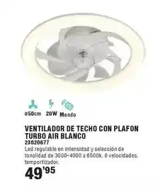 Optimus Ventilador de techo con plafon turbo air blanco oferta