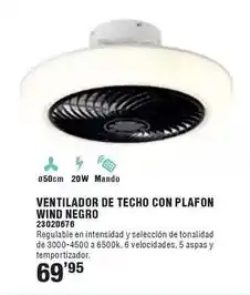 Optimus Ventilador de techo con plafon wind negro oferta