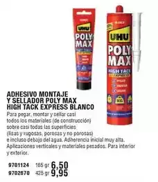 Optimus Adhesivo montaje y sellador poly max high tack express blanco oferta