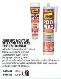 Optimus Adhesivo montaje sellador max express crystal oferta