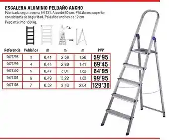 Optimus Escalera aluminio peldaño ancho oferta
