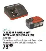 Optimus Einhell - cargador power-x 18v + bateria de repuesto 5.2ah oferta
