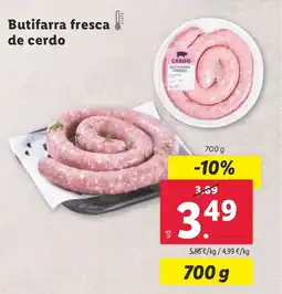 Lidl Butifarra fresca de cerdo oferta