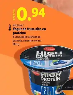 Lidl Milbona - yogur de fruta alto en proteina oferta