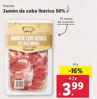 Lidl REALVALLE Jamón de cebo ibérico 50% oferta