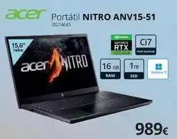 Ecomputer Acer - portátil nitro anv15-51 oferta
