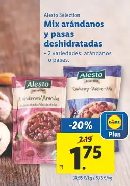 Lidl ALESTO SLECTION Mix arándanos y pasas deshidratadas oferta