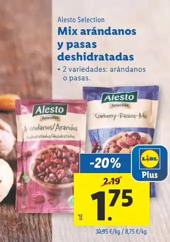 Lidl ALESTO SLECTION Mix arándanos y pasas deshidratadas oferta