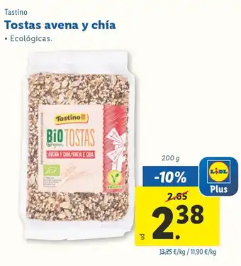 Lidl TASTINO Tostas avena y chía oferta