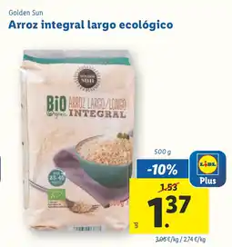 Lidl GOLDEN SUN Arroz integral largo ecológico oferta