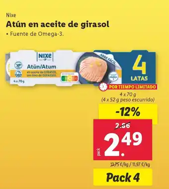 Lidl NIXE Atún en aceite de girasol oferta