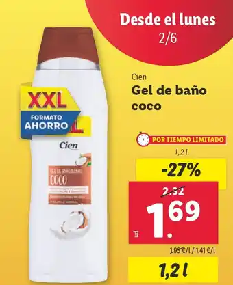 Lidl CIEN Gel de baño coco oferta