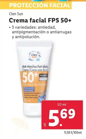 Lidl CIEN Crema facial FPS 50+ oferta