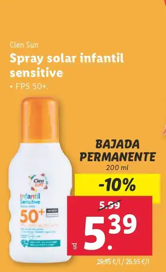 Lidl CIEN SUN Spray solar infantil sensitive oferta