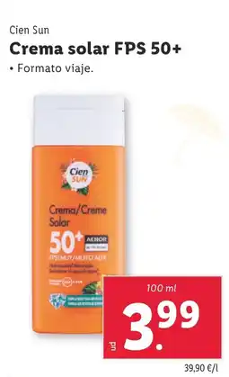 Lidl CIEN SUN Crema solar FPS 50+ oferta