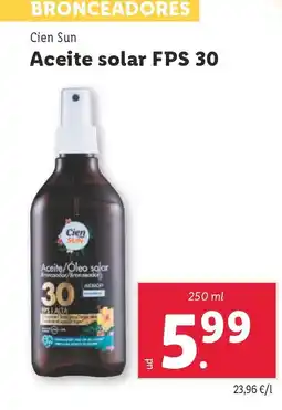 Lidl CIEN SUN Aceite solar FPS 30 oferta
