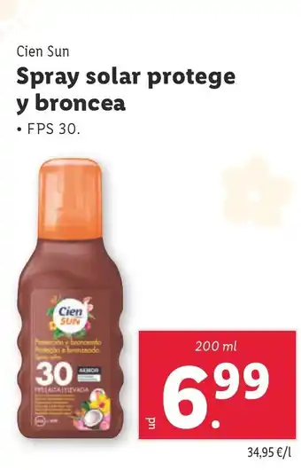 Lidl CIEN SUN Spray solar protege y broncea oferta