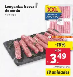 Lidl Longaniza fresca de cerdo oferta