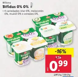 Lidl MILBONA Bífidus 0% 0% oferta