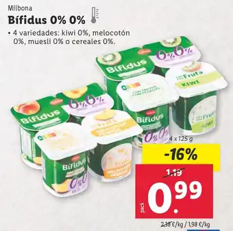 Lidl MILBONA Bífidus 0% 0% oferta