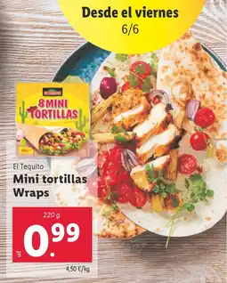 Lidl EL TEQUITO Mini tortillas Wraps oferta