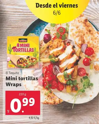 Lidl EL TEQUITO Mini tortillas Wraps oferta
